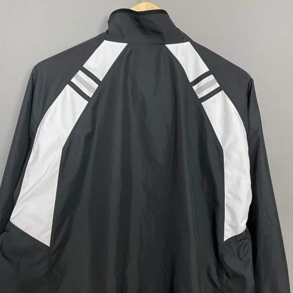 Adidas Windbreaker Jacket Men Sz Large SAMPLE Black White Track Athletic Relaxed